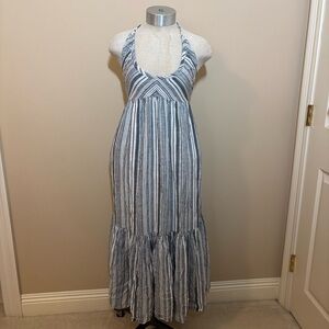 Free People Audrey Stripe Empire Waist Halter Sundress Maxi Dress boho bohemian